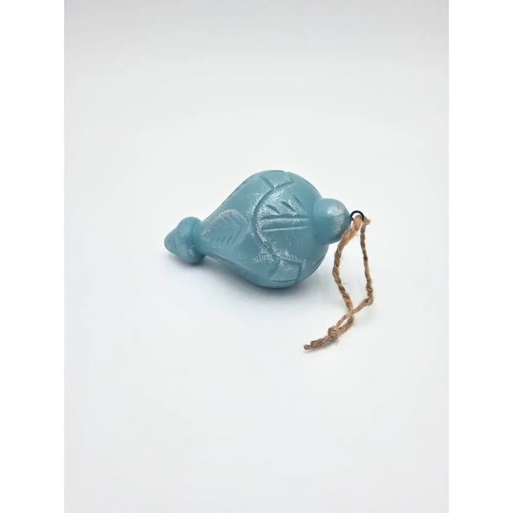 Upcycled Carved Ornament – Rustic Vintage‑Style Decor, Turquoise Christmas